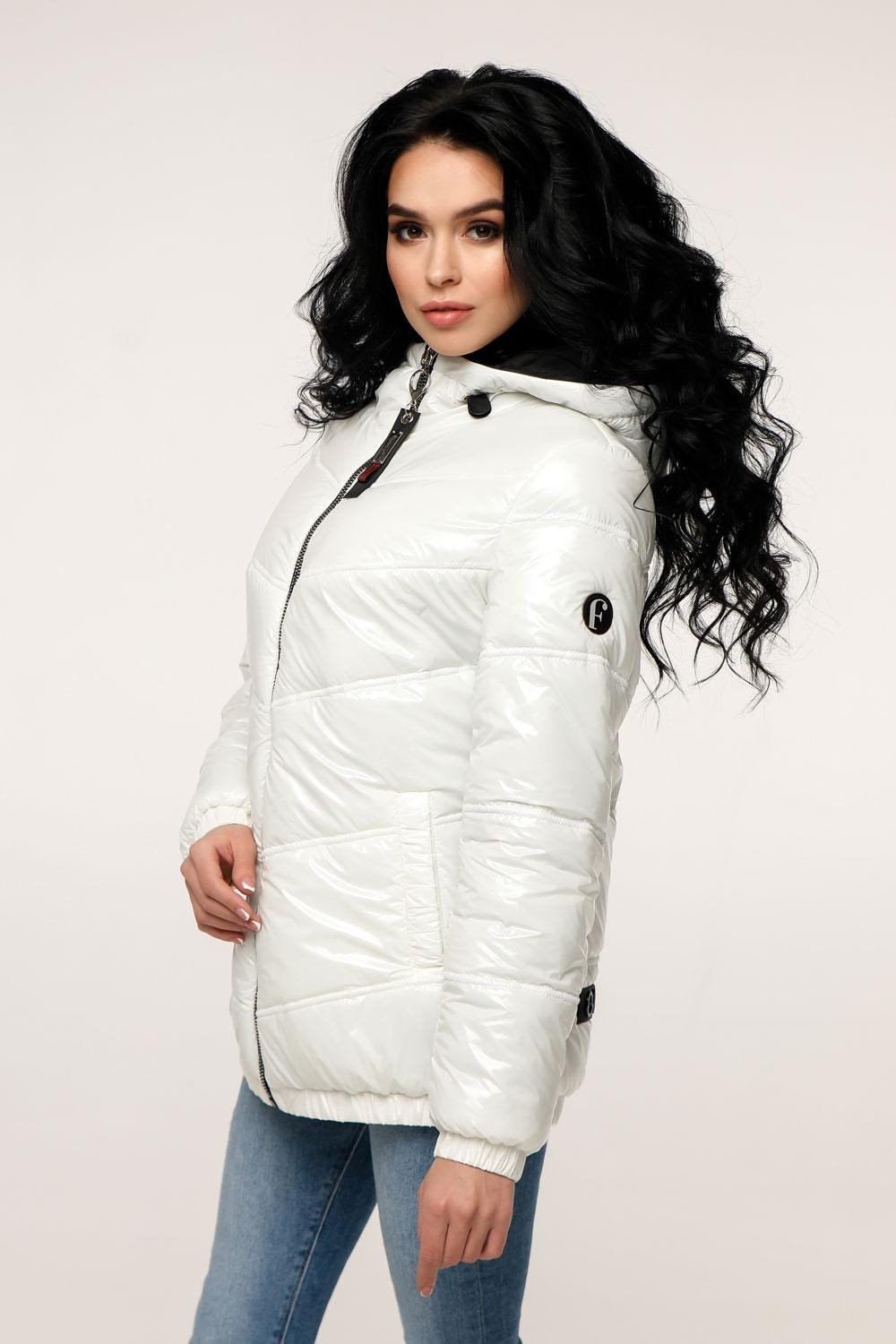 Ivory Puffer Jacket Women White Puffy Hooded Coat Waterproof and Windproof Куртка В - 1237 Лак Тон 20 + Тон 21 - FAVORITTI