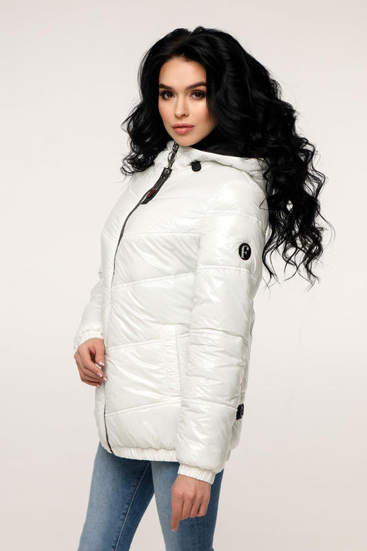Ivory Puffer Jacket Women White Puffy Hooded Coat Waterproof and Windproof Куртка В - 1237 Лак Тон 20 + Тон 21 - FAVORITTI
