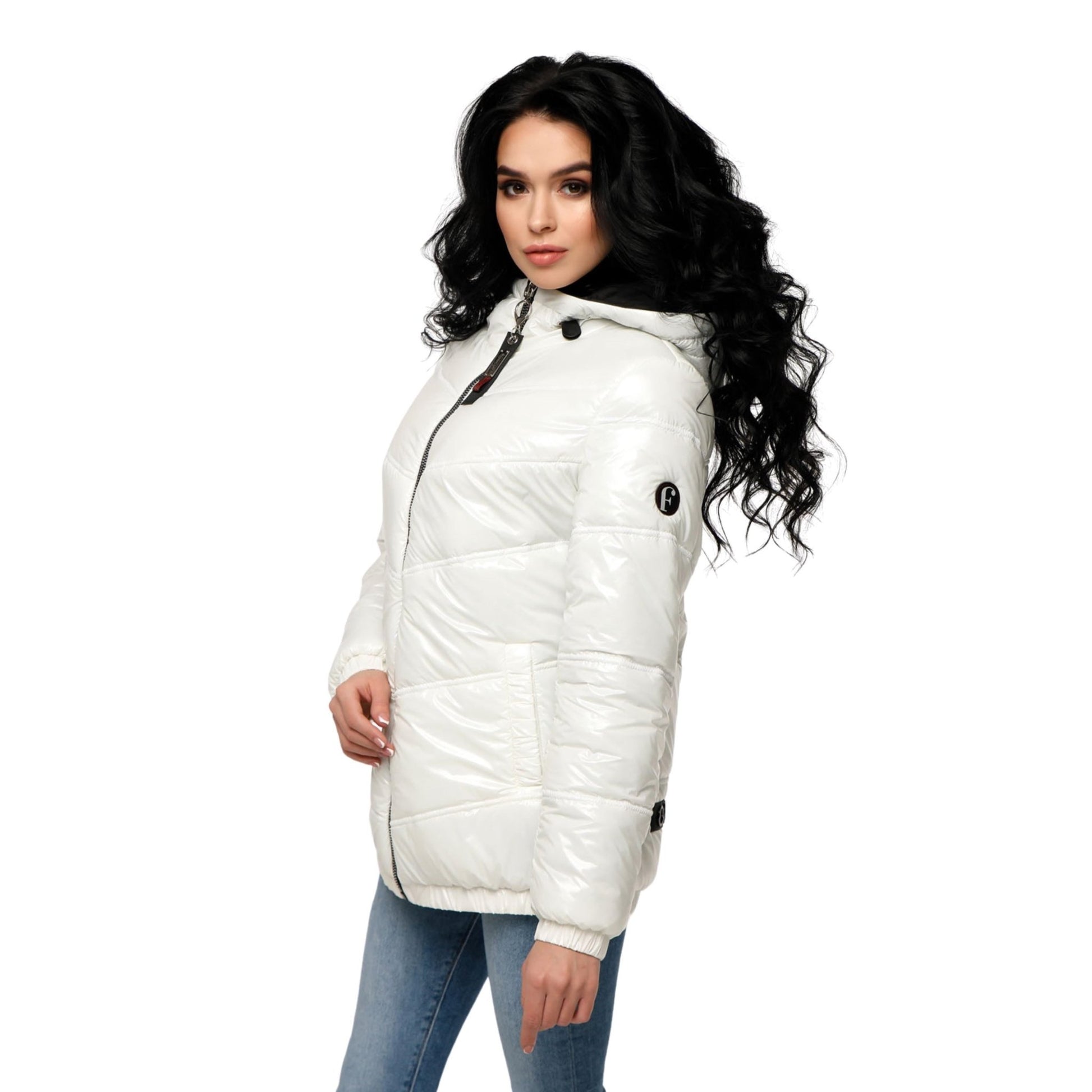 Ivory Puffer Jacket Women White Puffy Hooded Coat Waterproof and Windproof Куртка В - 1237 Лак Тон 20 + Тон 21 - FAVORITTI