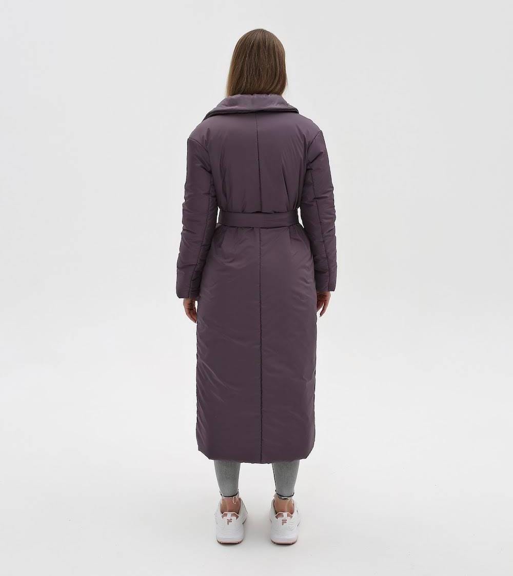 Ladies Puffy Coat for Women, Maxi Long Winter Jacket, Belted Warm Outerwear Плащ - пуховик ПВ - 1308 Лаке Тон 32 + Тон 23 - FAVORITTI