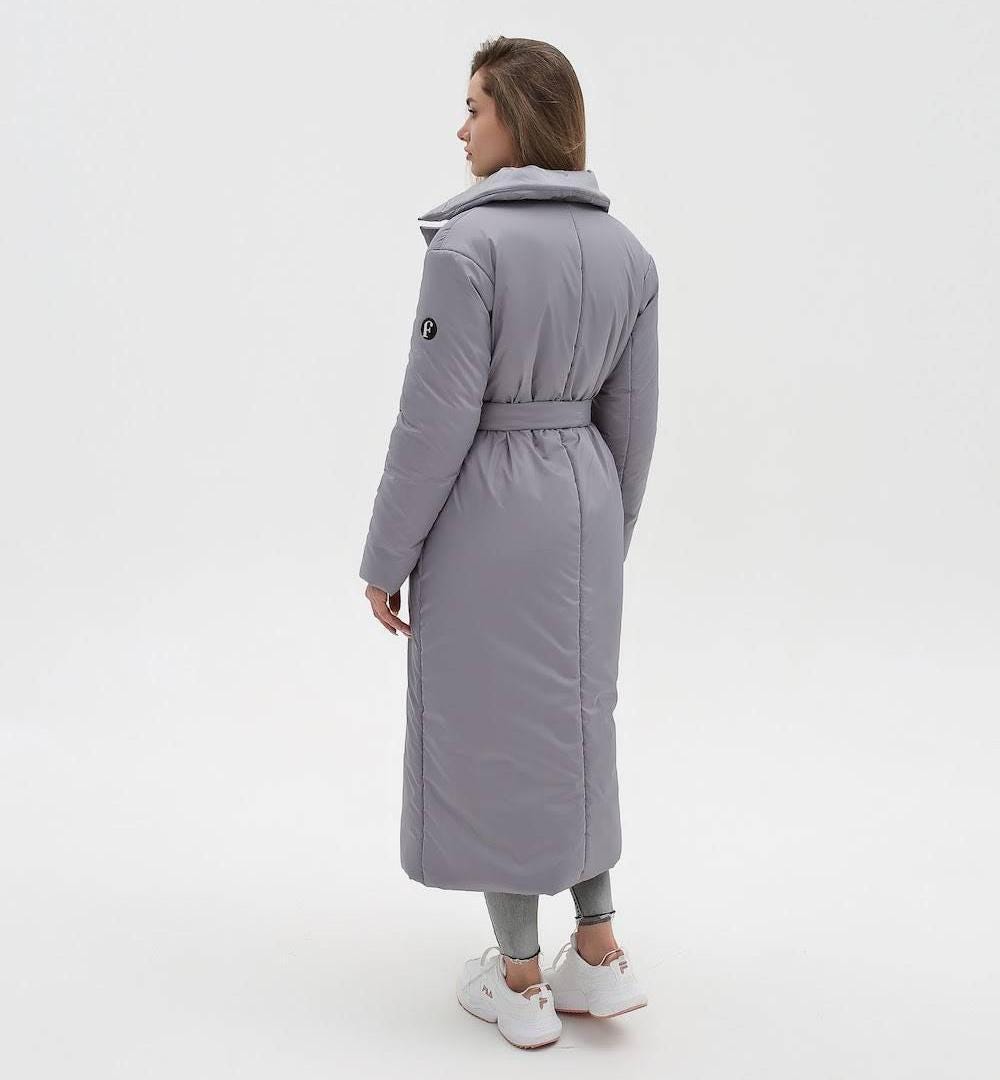 Ladies Puffy Coat for Women, Maxi Long Winter Jacket, Belted Warm Outerwear Плащ - пуховик ПВ - 1308 Лаке Тон 5А + Тон 10 - FAVORITTI