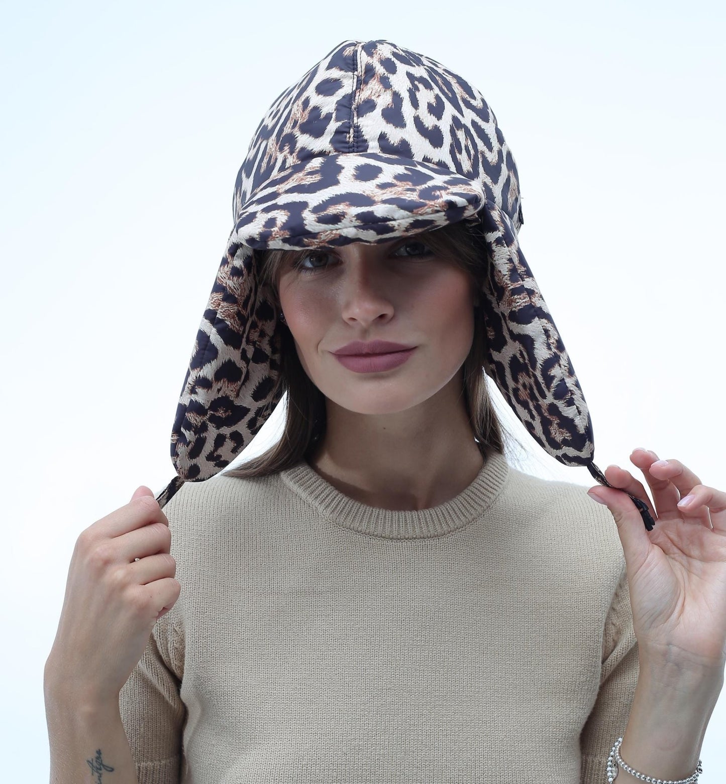 Leopard Puffer Hat Quilted Aviator Helmet Cap Pillow Bonnet - FAVORITTI