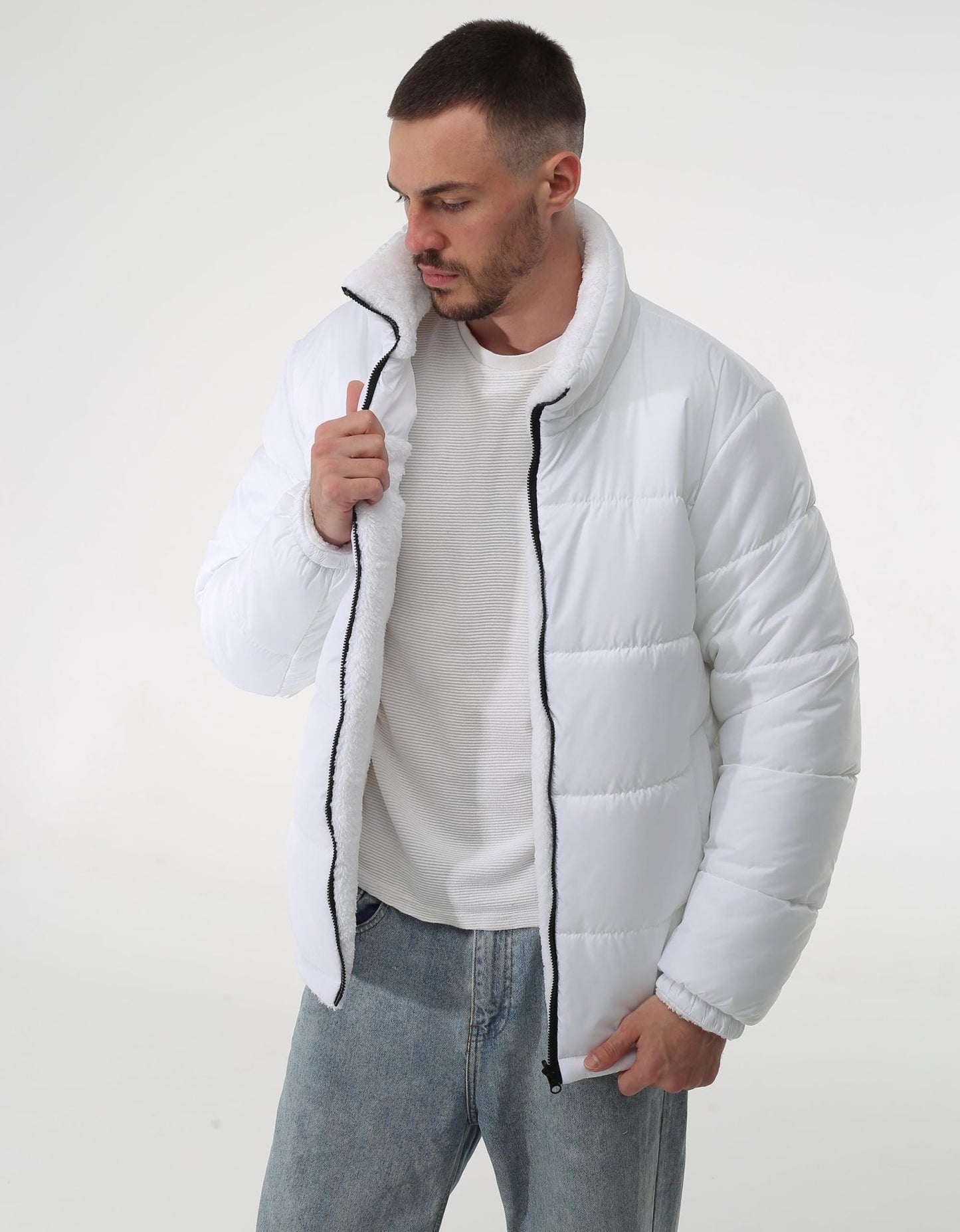 Men's Reversible Winter Down Jacket Quilted Waterproof Side and Faux Fur КМ - 1317 Лаке Тон 10 - FAVORITTI