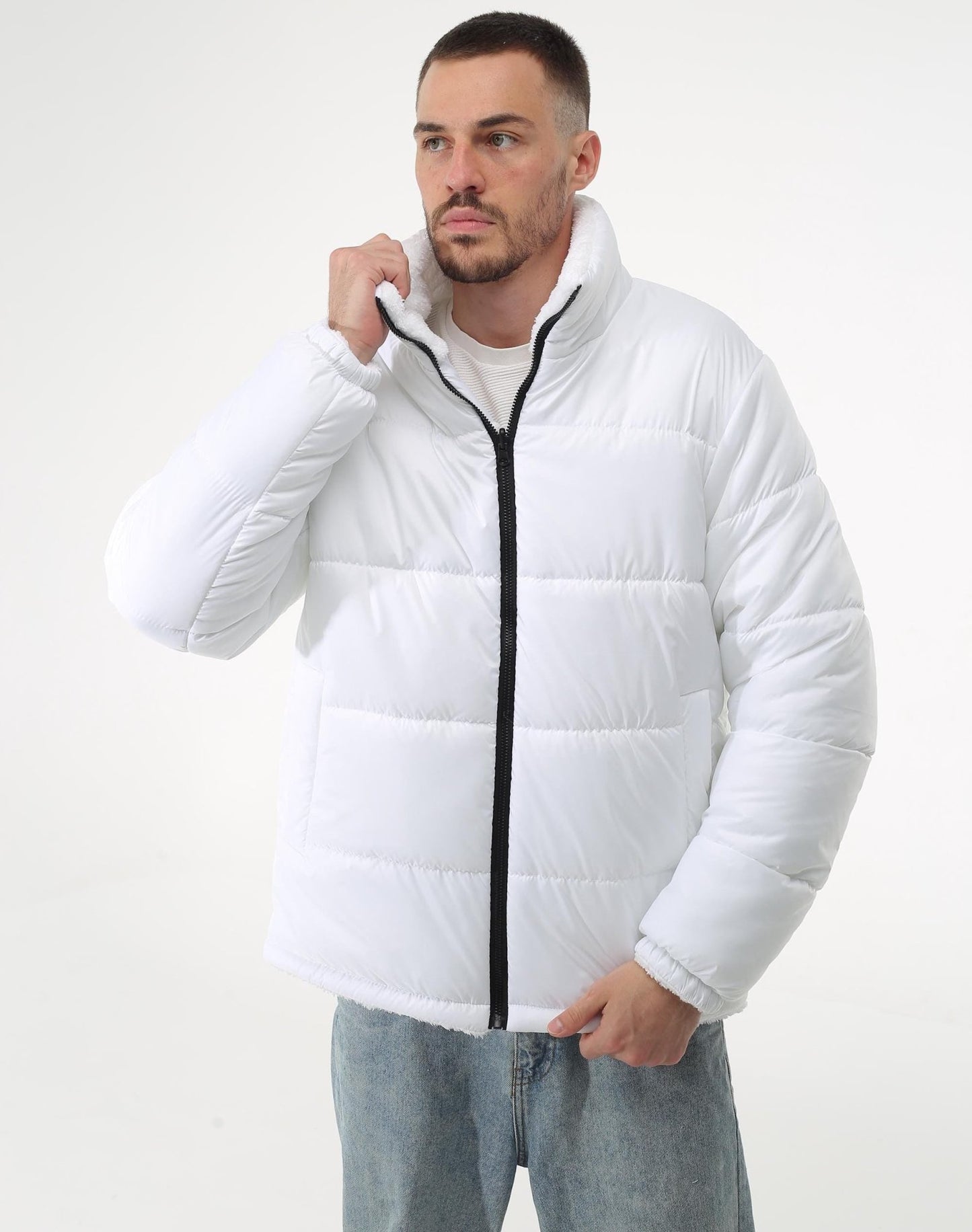 Men's Reversible Winter Down Jacket Quilted Waterproof Side and Faux Fur КМ - 1317 Лаке Тон 10 - FAVORITTI