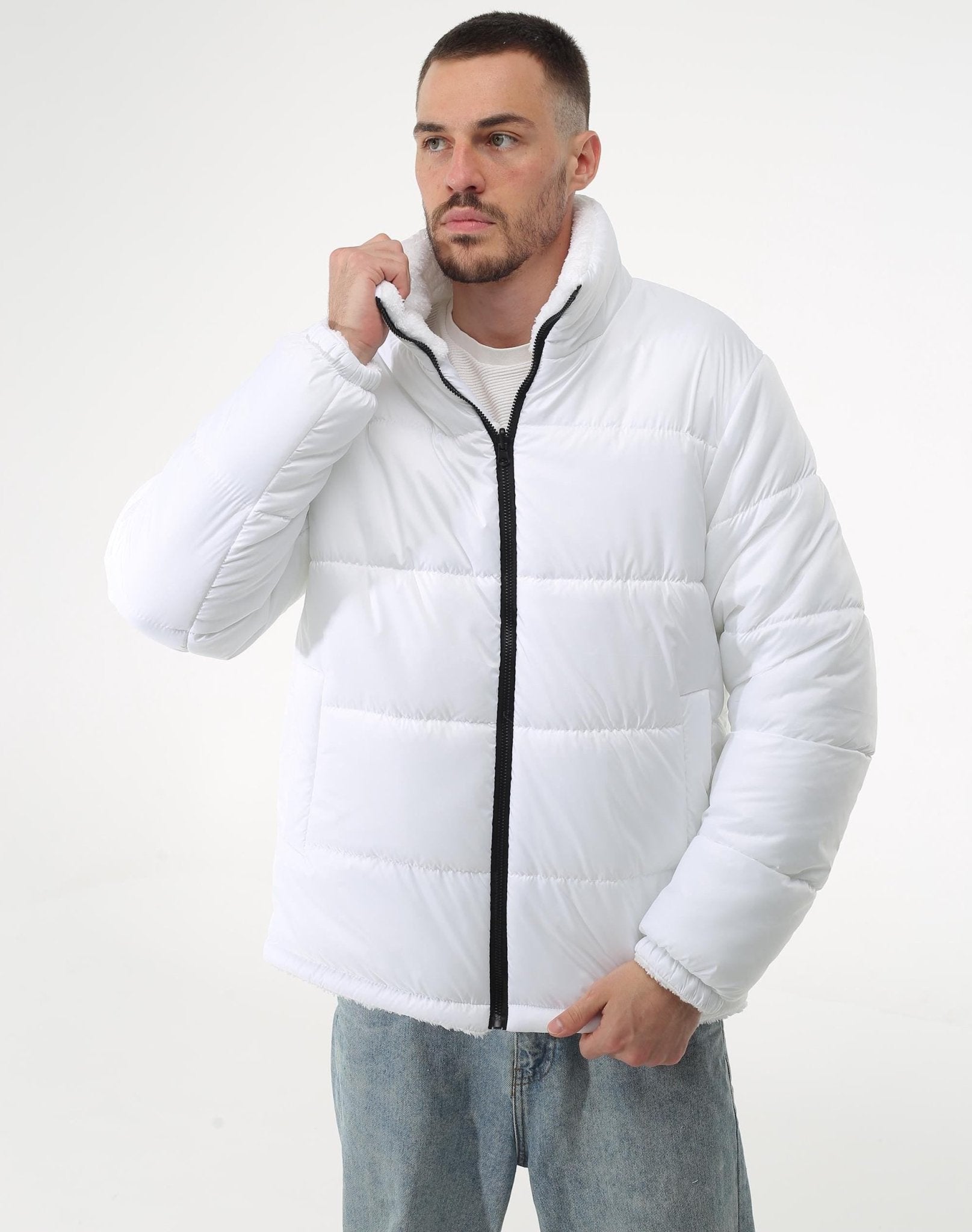 Men's Reversible Winter Down Jacket Quilted Waterproof Side and Faux Fur КМ - 1317 Лаке Тон 10 - FAVORITTI