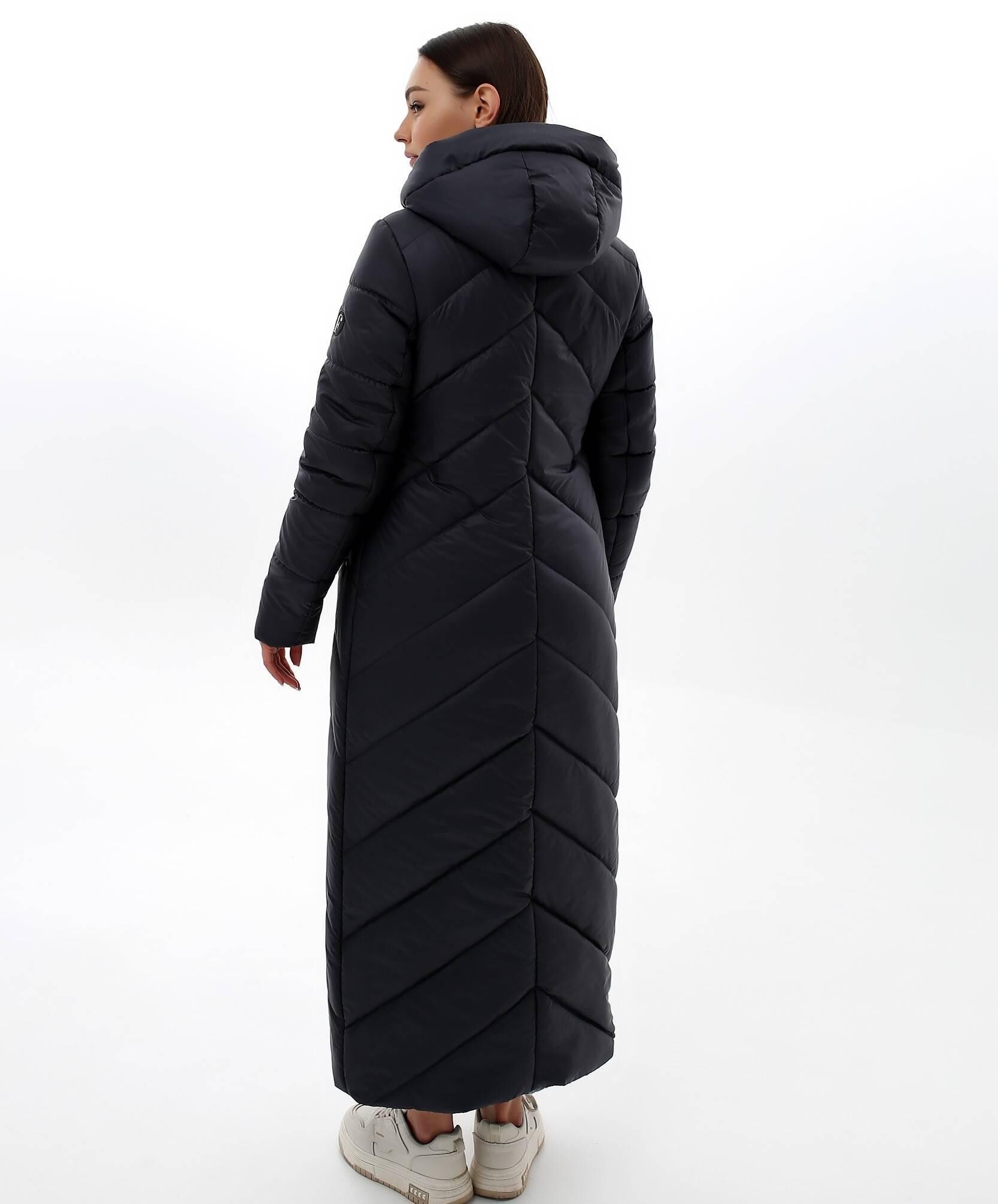 Navy Long Puffer Coat Maxi Winter Warm Women's Clothing Пуховик ПВ - 1133 Лаке Тон 180 - FAVORITTI