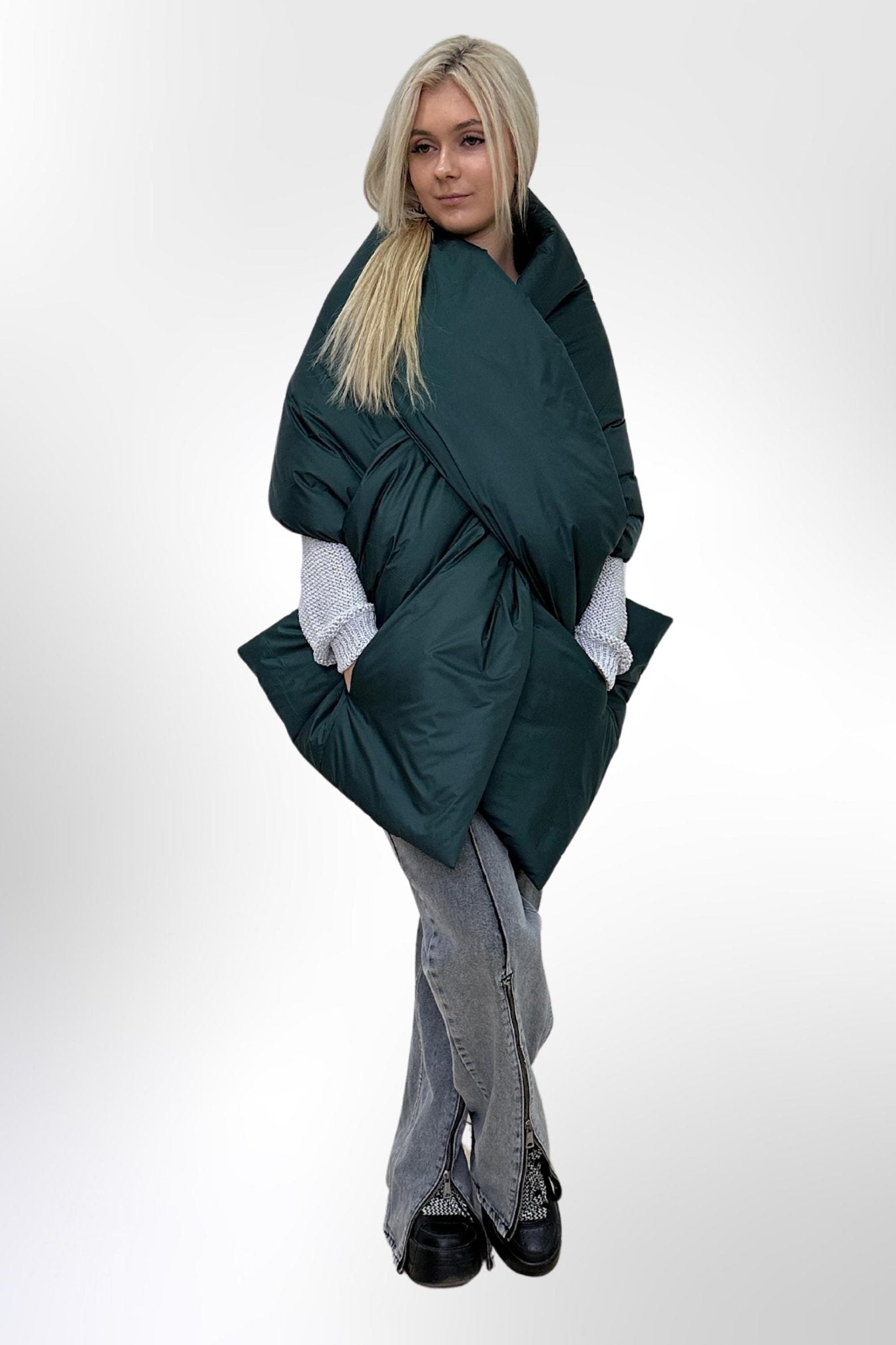 Puffer Cape Large Scarf 20x85in With Pockets Blanket Shawl Stole Around Shoulders Wrap Warm Winter Christmas Gift Womens Clothing - FAVORITTI