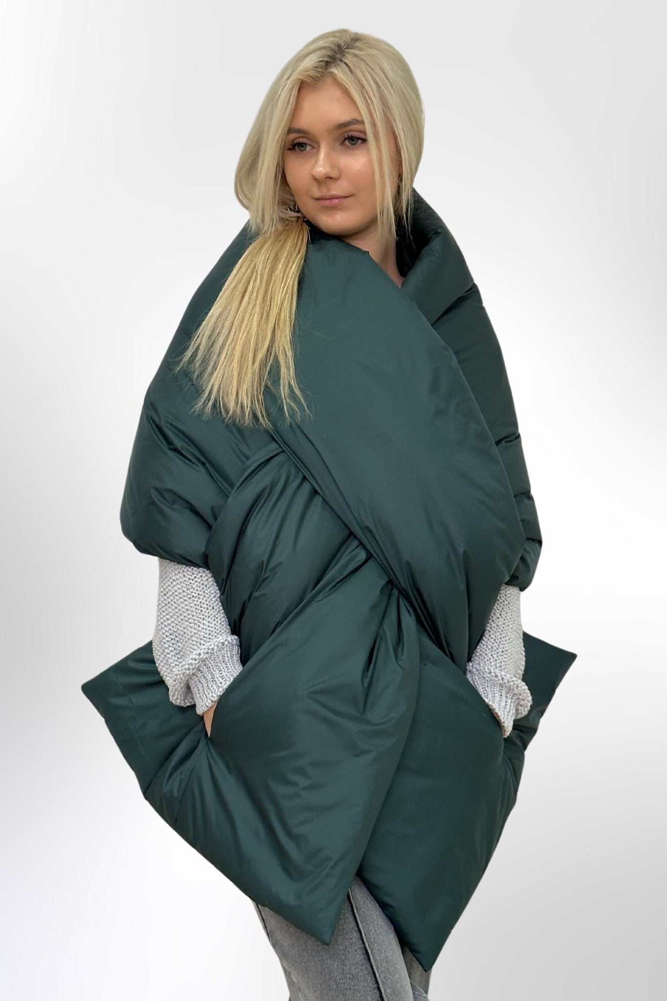 Puffer Cape Large Scarf 20x85in With Pockets Blanket Shawl Stole Around Shoulders Wrap Warm Winter Christmas Gift Womens Clothing - FAVORITTI