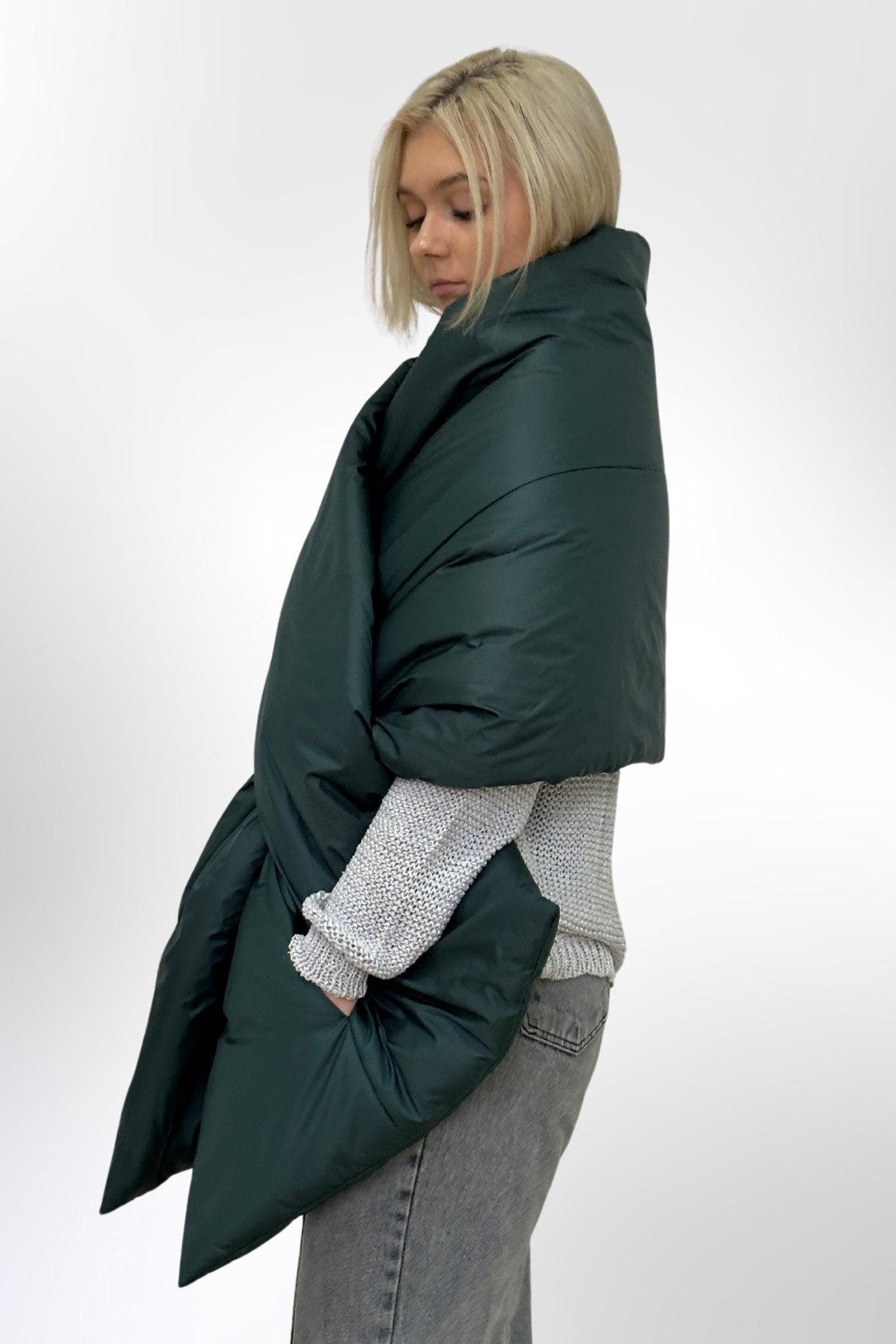 Puffer Cape Large Scarf 20x85in With Pockets Blanket Shawl Stole Around Shoulders Wrap Warm Winter Christmas Gift Womens Clothing - FAVORITTI