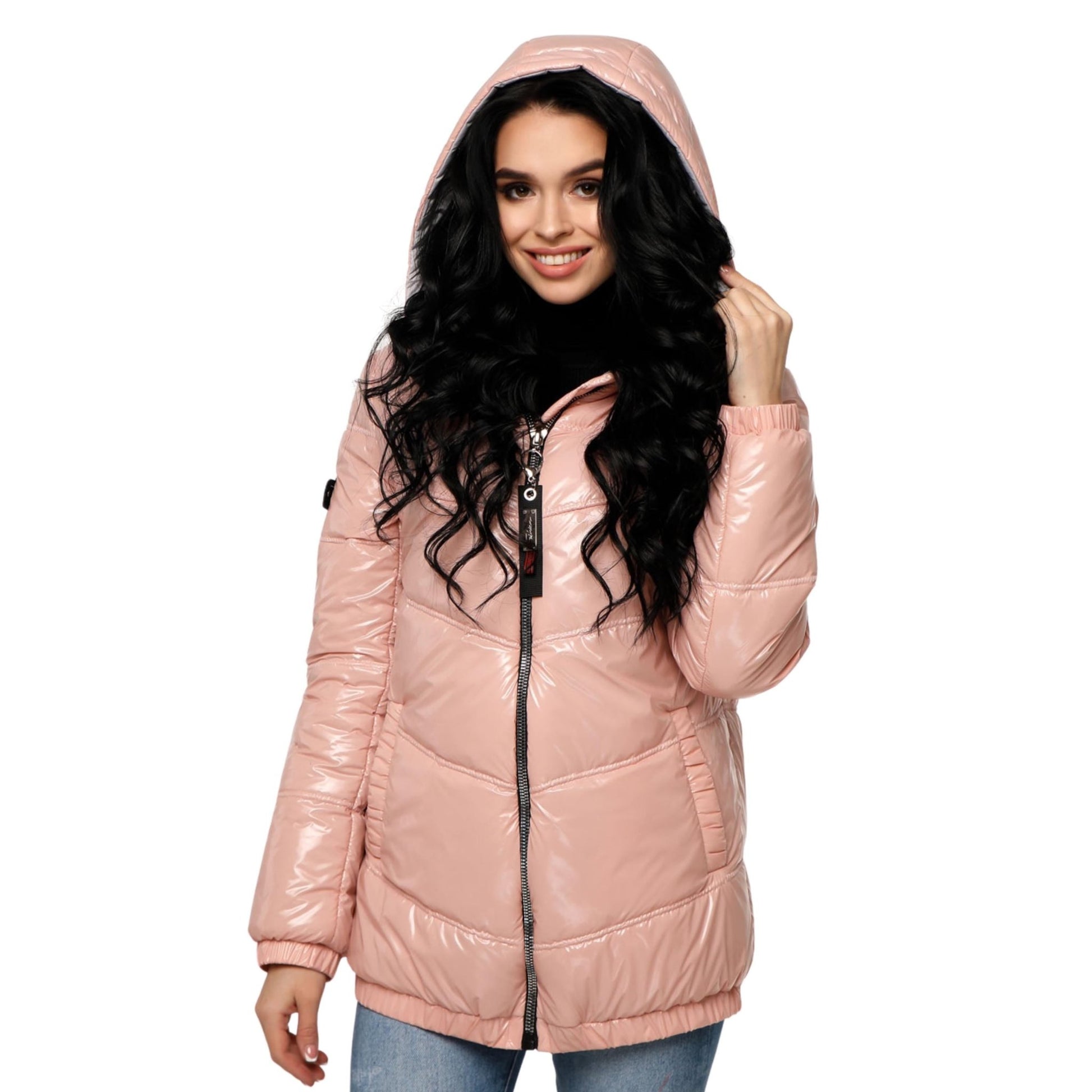 Puffer Jacket Women Puffy Hooded Coat Waterproof and Windproof Куртка В - 1237 Лак Тон 19 + Тон 5А - FAVORITTI