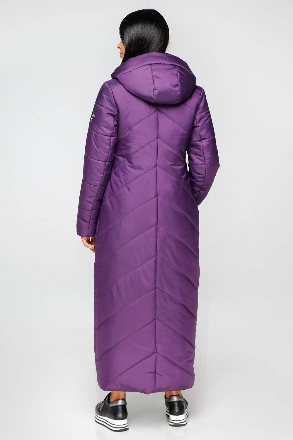 Purple Long Puffer Coat Winter Warm Women's Clothing Пуховик ПВ - 1133 Лаке Тон 33 - FAVORITTI