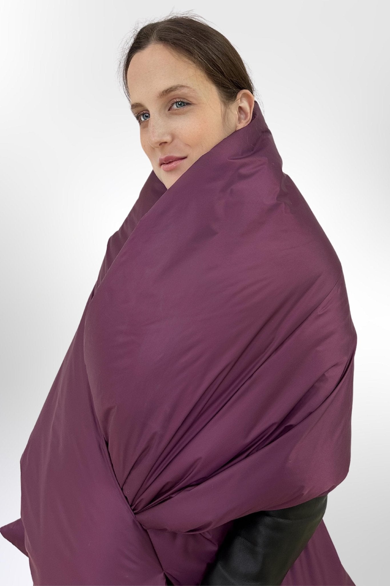 Purple Puffer Blanket Shawl Stole Around Shoulders Wrap Cape Large Scarf 20x85in With Pockets Warm Winter Christmas Gift Womens Clothing - FAVORITTI