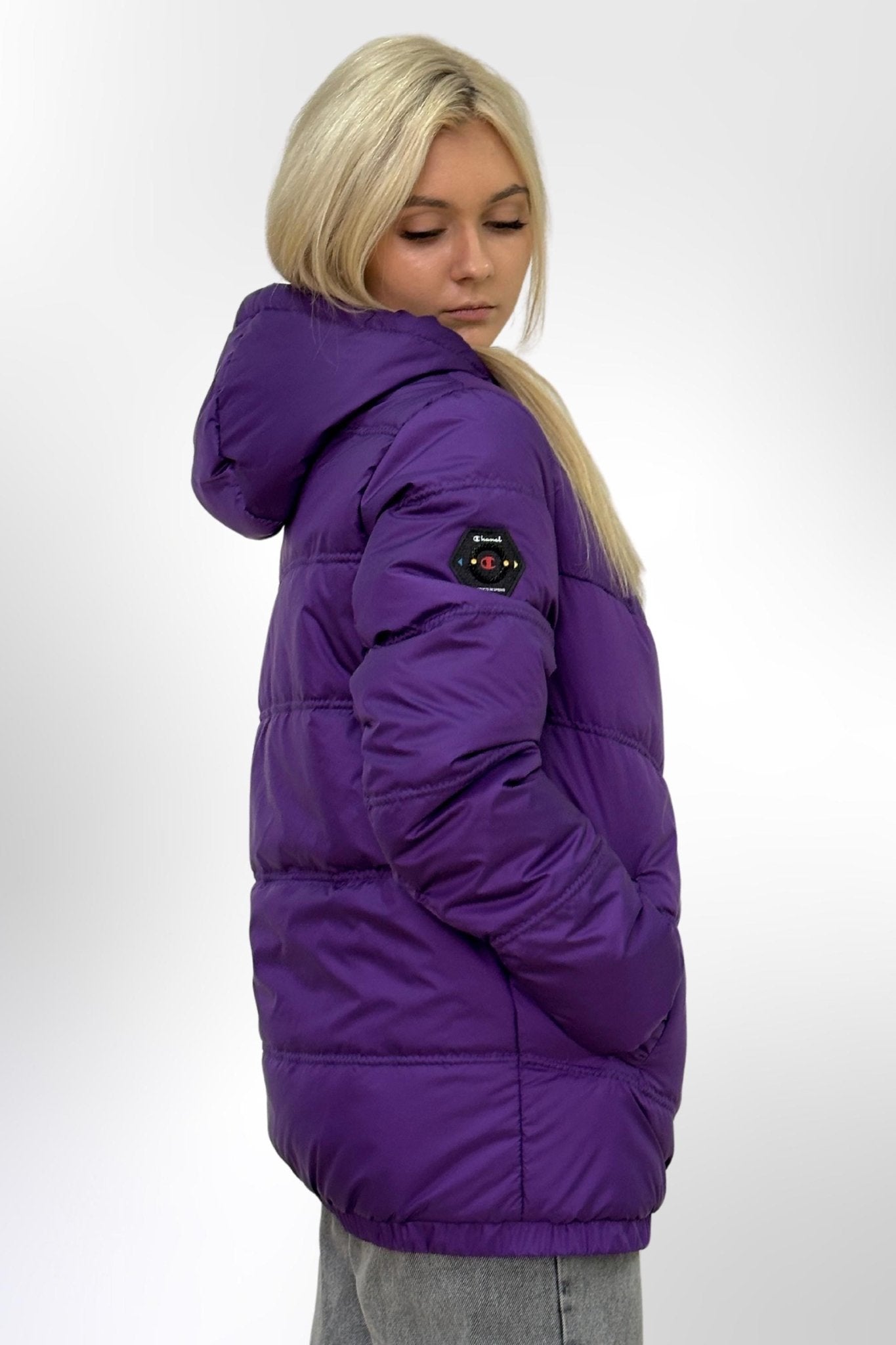 Purple Puffer Jacket Women Puffy Hooded Coat Waterproof and Windproof Куртка В - 1237 Лаке Тон 107 + Тон 120 - FAVORITTI