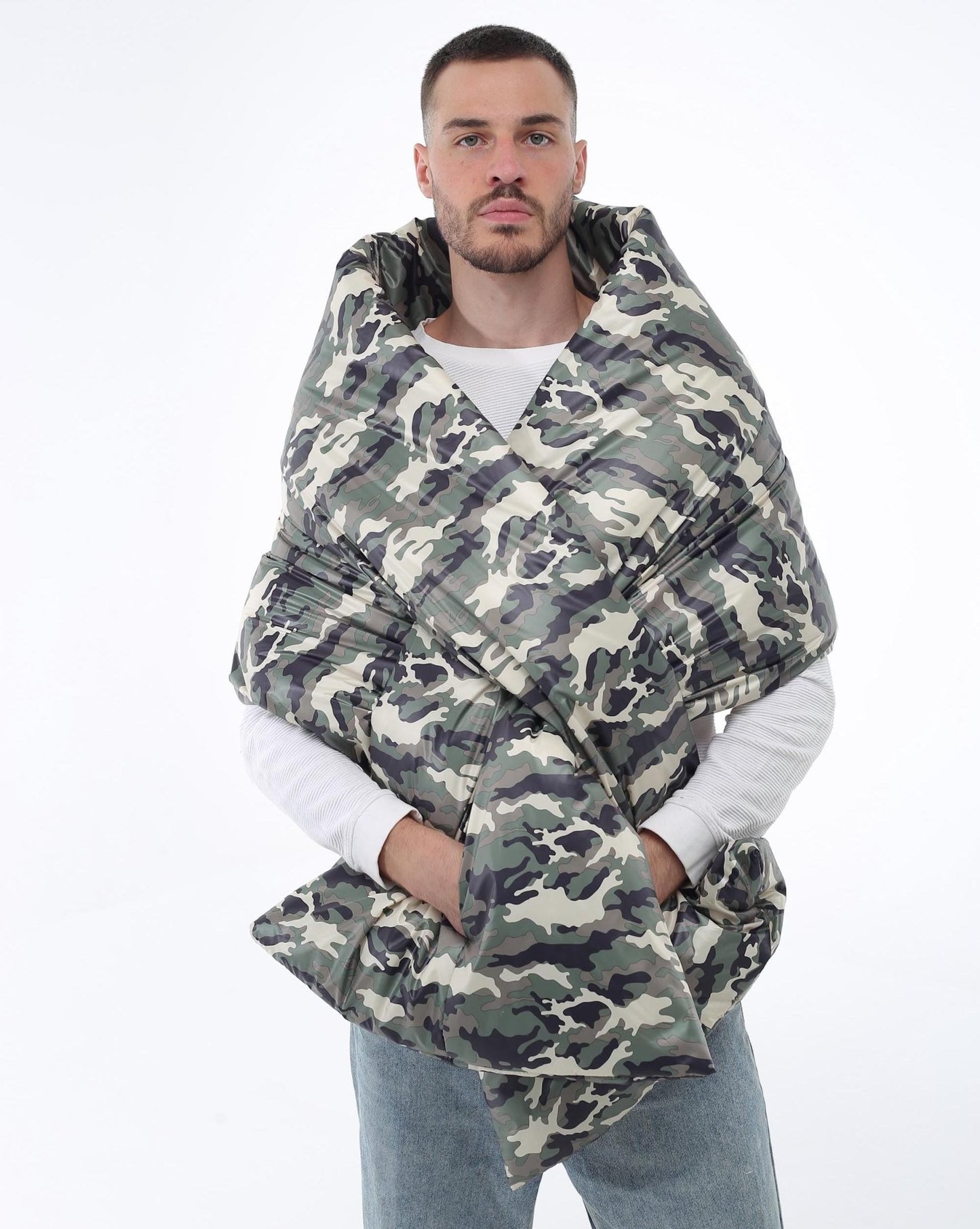 Unisex Puffer Large Scarf 20x85in with 2 pockets Outdoor Blanket Shawl Cape Around Shoulders Wrap Warm Winter Gift More Colors - FAVORITTI