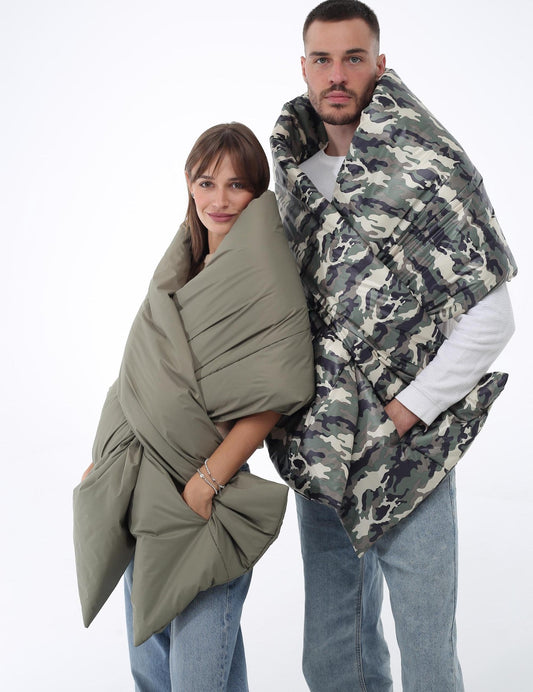 Unisex Puffer Large Scarf 20x85in with 2 pockets Outdoor Blanket Shawl Cape Around Shoulders Wrap Warm Winter Gift More Colors - FAVORITTI