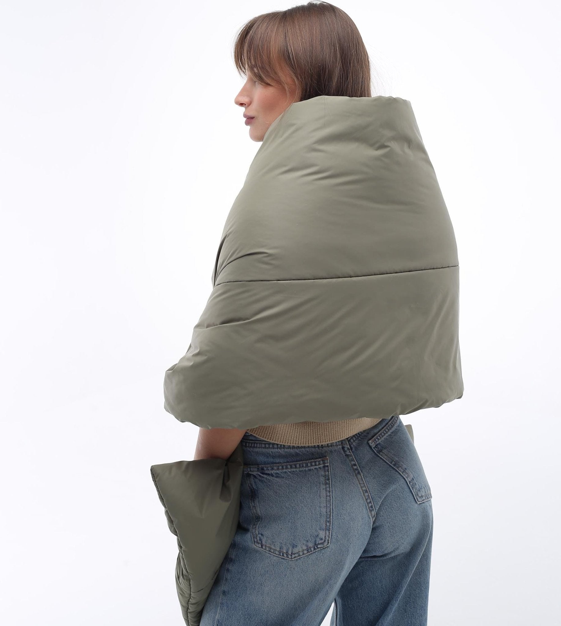 Unisex Puffer Large Scarf 20x85in with 2 pockets Outdoor Blanket Shawl Cape Around Shoulders Wrap Warm Winter Gift More Colors - FAVORITTI