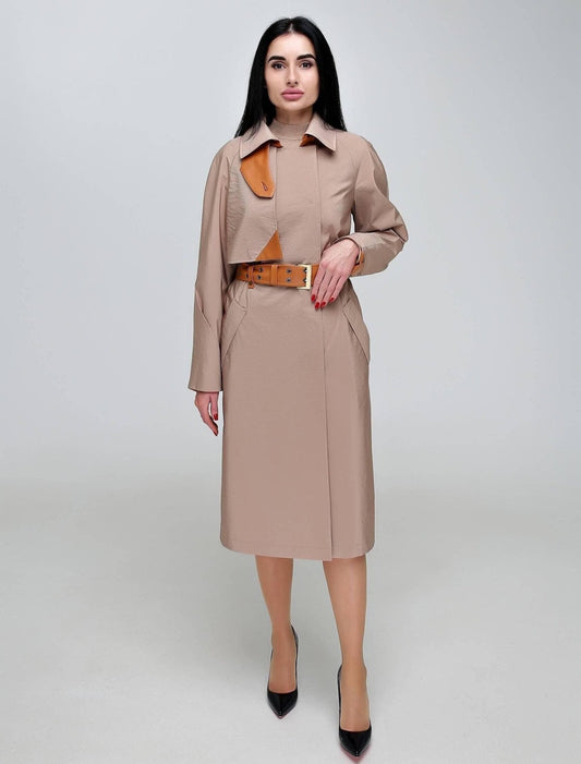 Vintage Style Women's Retro Trench Raincoat for Fall Spring Плащ В - 1295 МФ 102032 Тон 68 - FAVORITTI