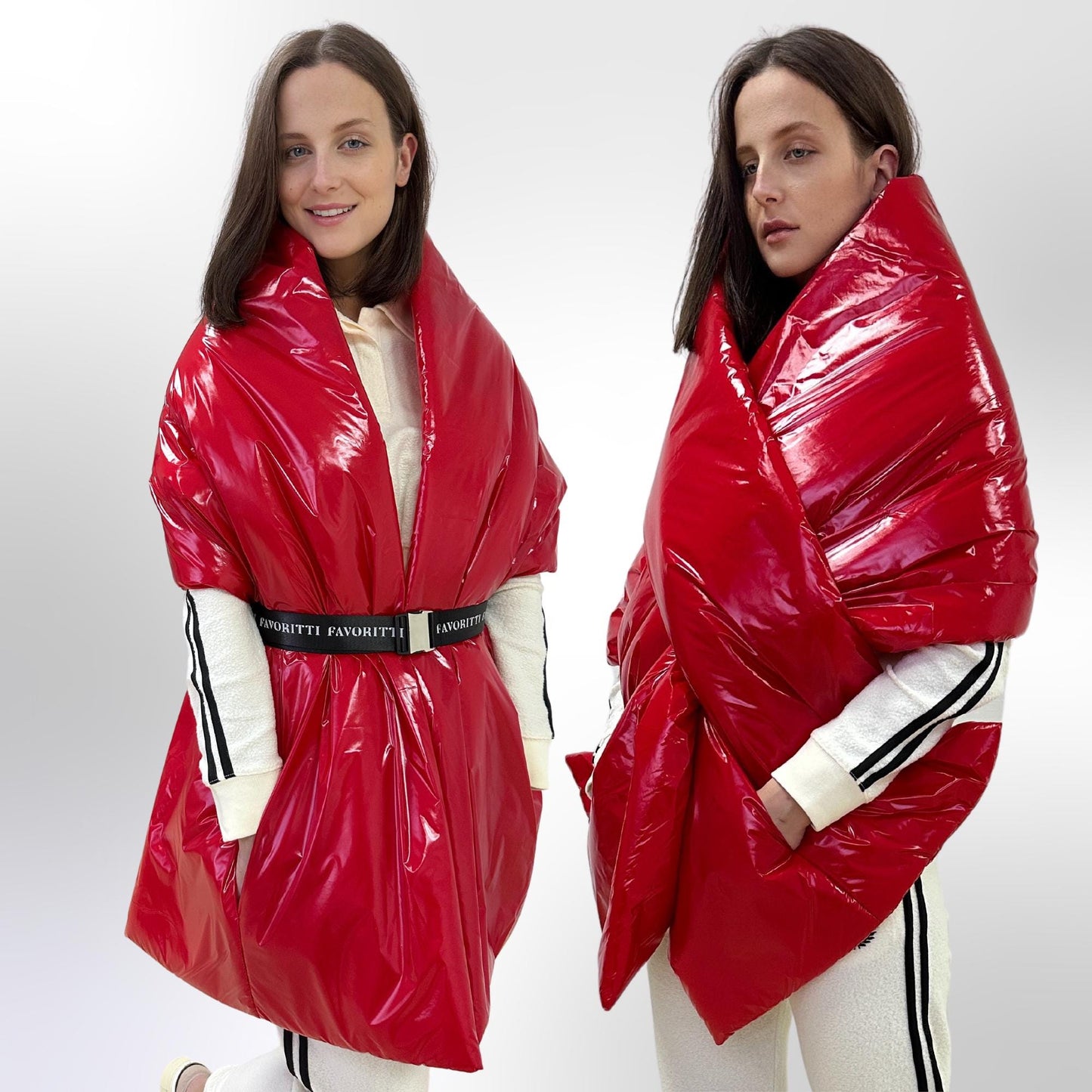 Women's Puffer Blanket Shawl Cape with Removable Belt Warm Gift Womens Clothing - FAVORITTI