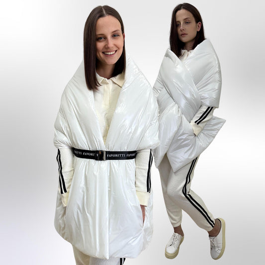 Women's Puffer Blanket Shawl Cape with Removable Belt Warm Gift Womens Clothing - FAVORITTI