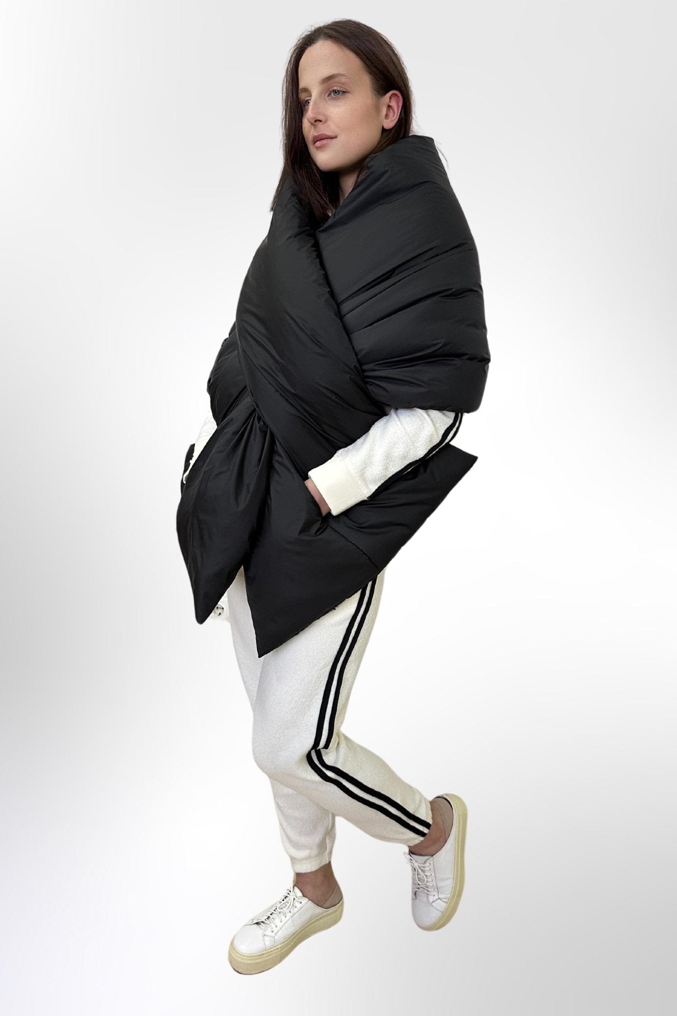 Women's Puffer Blanket Shawl Cape with Removable Belt Warm Gift Womens Clothing - FAVORITTI