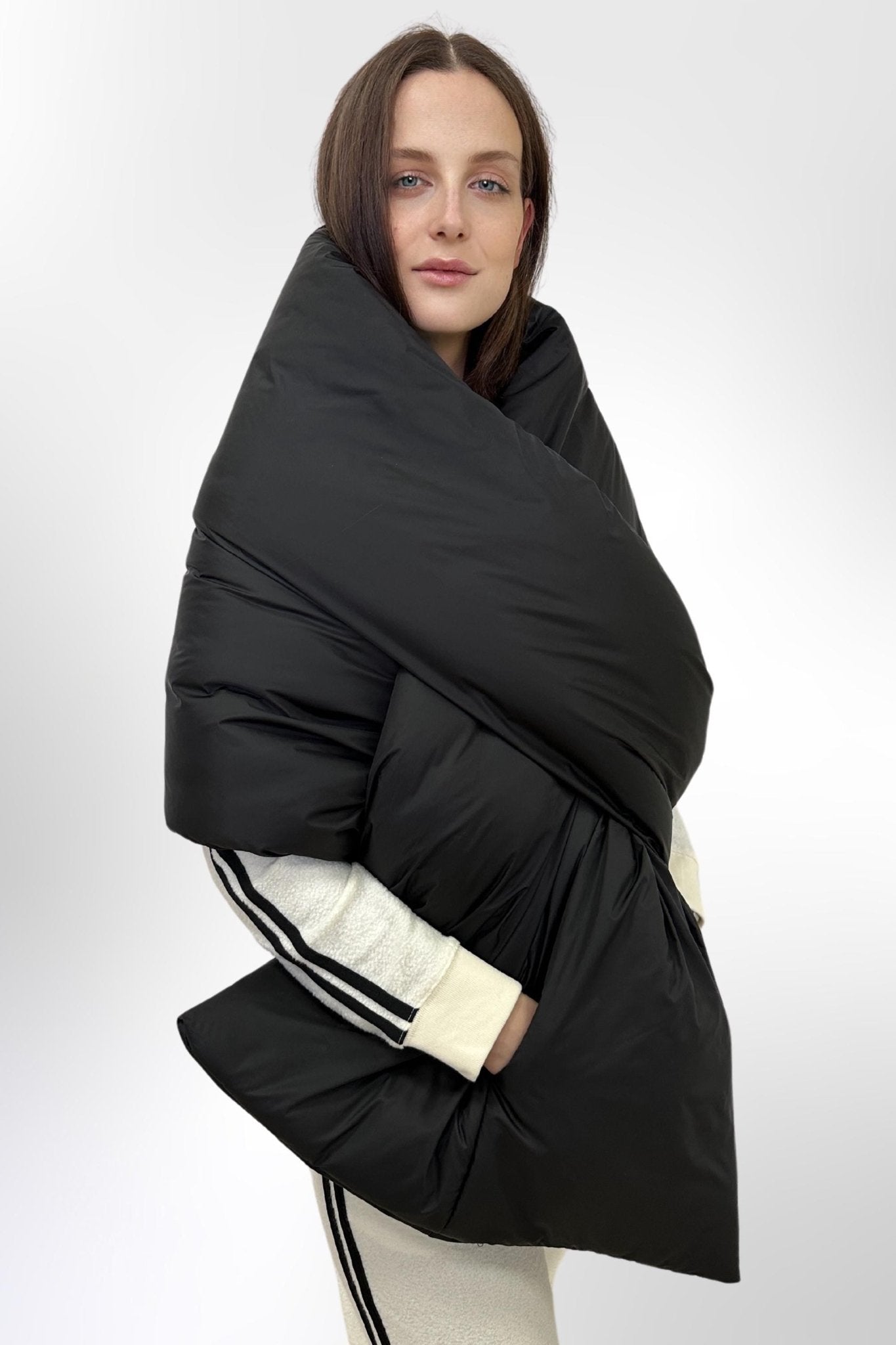 Women's Puffer Blanket Shawl Cape with Removable Belt Warm Gift Womens Clothing - FAVORITTI
