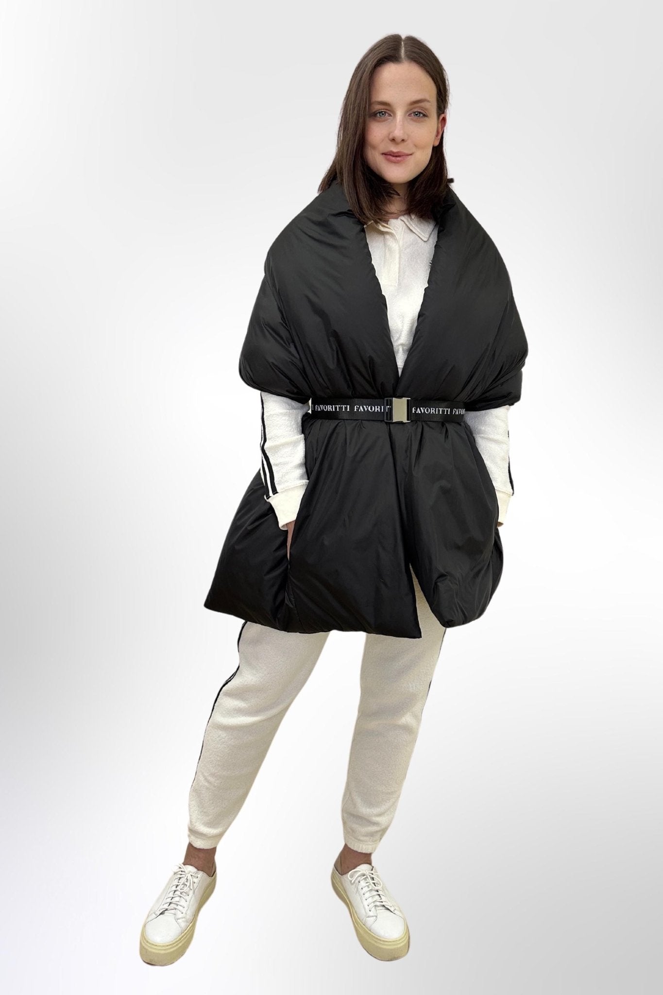 Women's Puffer Blanket Shawl Cape with Removable Belt Warm Gift Womens Clothing - FAVORITTI