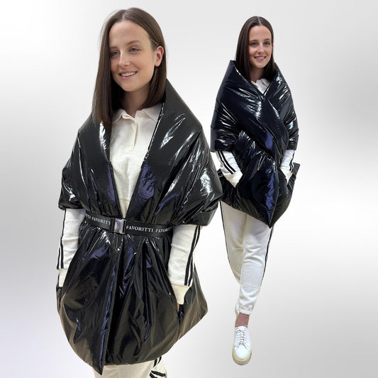 Women's Puffer Blanket Shawl Cape with Removable Belt Warm Gift Womens Clothing - FAVORITTI