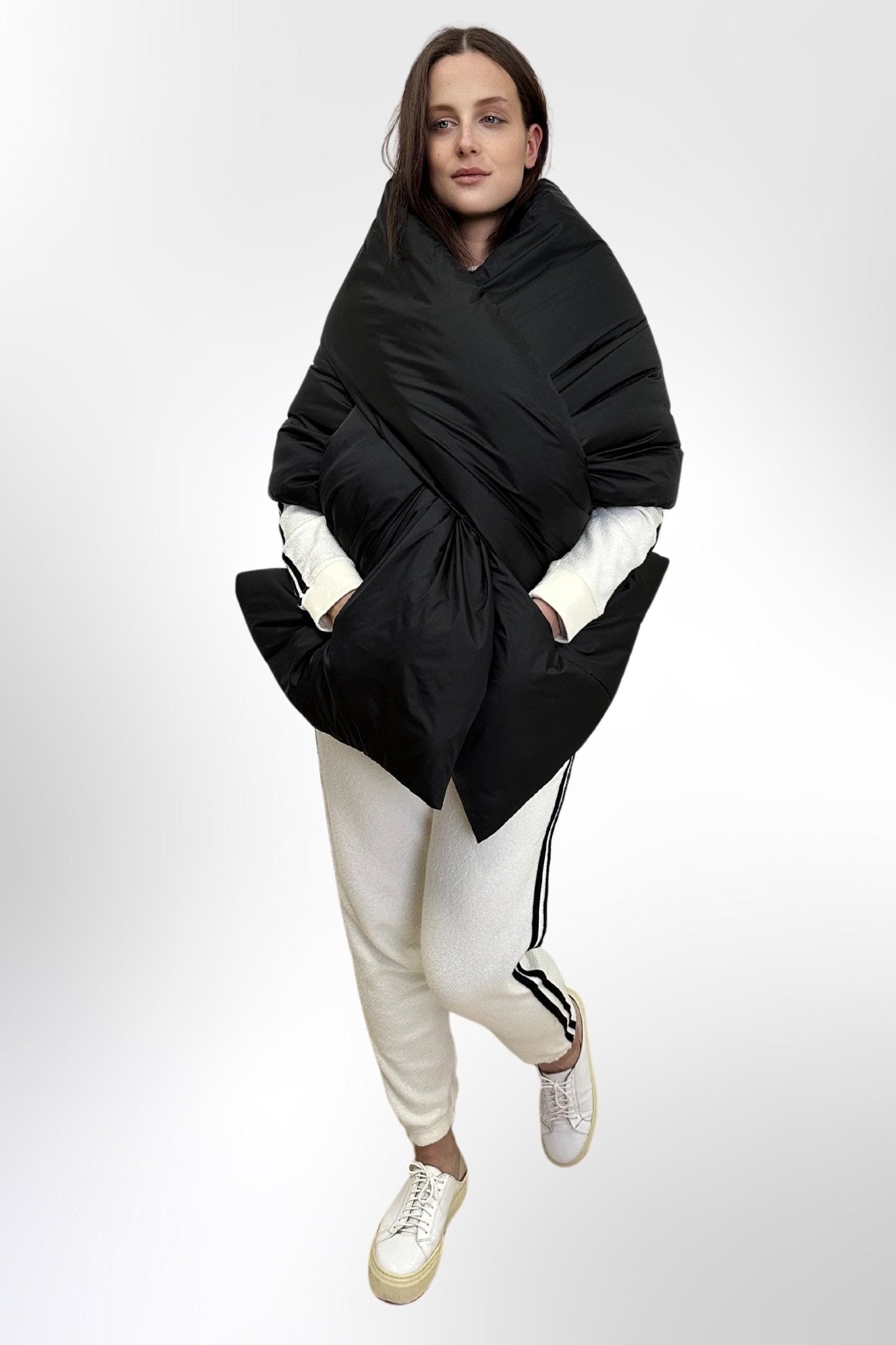 Women's Puffer Blanket Shawl Cape with Removable Belt Warm Gift Womens Clothing - FAVORITTI