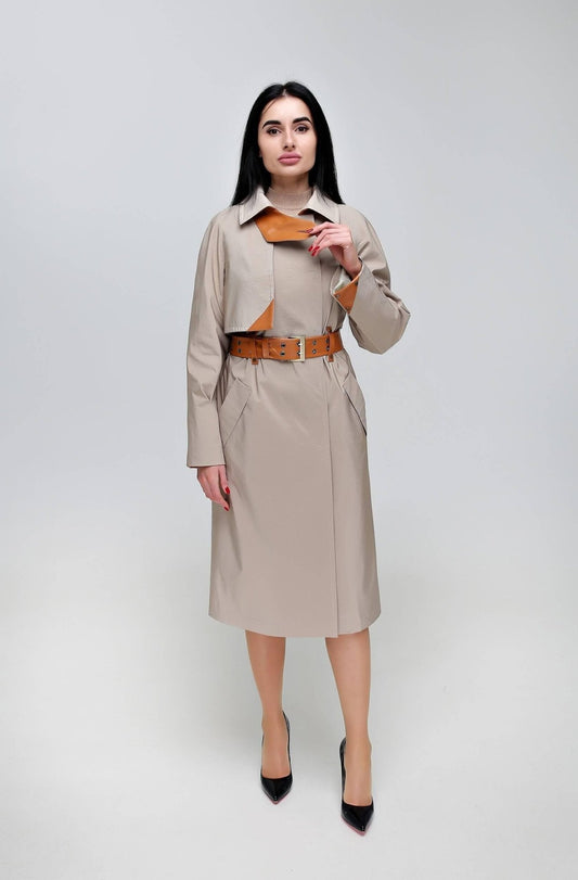 Women's Trench Raincoat for Fall Spring Vintage Style Плащ В - 1295 МФ 102032 Тон 66 - FAVORITTI