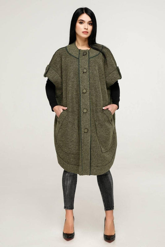 Wool Poncho Women Loose Fit Mid - Length Oversized Coat One Size Пончо В - 1185 Cost Тон 82 - FAVORITTI