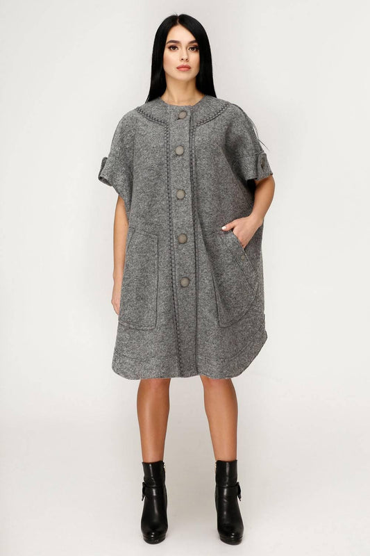 Wool Poncho Women Loose Fit Mid - Length Oversized Coat Пончо One Size В - 1185 Cost Тон 10 - FAVORITTI